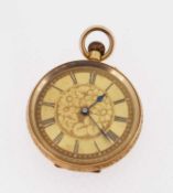 18K GOLD SMALL POCKET / FOB WATCH, overall scroll engraved, 27.8gms Provenance: private collection
