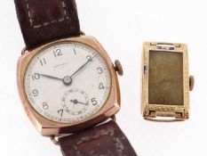 TWO GOLD WATCHES comprising 18ct gold ladies wristwatch head, together with 9ct gold 'Dominant'