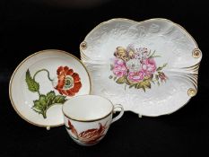 TWO 19TH CENTURY ENGLISH PORCELAINS, comprising Coalport botanical cup and saucer; and a Swansea-