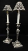 PAIR GEORGE V NEOCLASSICAL SILVER CANDLESTICKS, William Hutton & Sons, Sheffield 1912, swag-draped