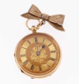 18CT GOLD SMALL POCKET / FOB WATCH, overall engraved, the movement marked 'John Swain Bristol &