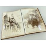 INTERESTING VICTORIAN LEATHER PHOTOGRAPH ALBUM, c. late 1870s to early 1880s, mainly small format