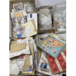 LARGE UNSORTED QUANTITY OF POSTAGE STAMPS & RELATED EPHEMERA