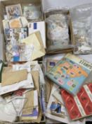 LARGE UNSORTED QUANTITY OF POSTAGE STAMPS & RELATED EPHEMERA