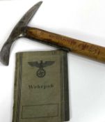 AUSTRIAN STUBAI ICE PICK - having scratched in German markings to the shaft and a 1943 Wehrpass ID