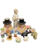 CABINET FIGURINES & ORNAMENTS BY HUMMEL, ETC and two German pottery Welsh Lady jugs