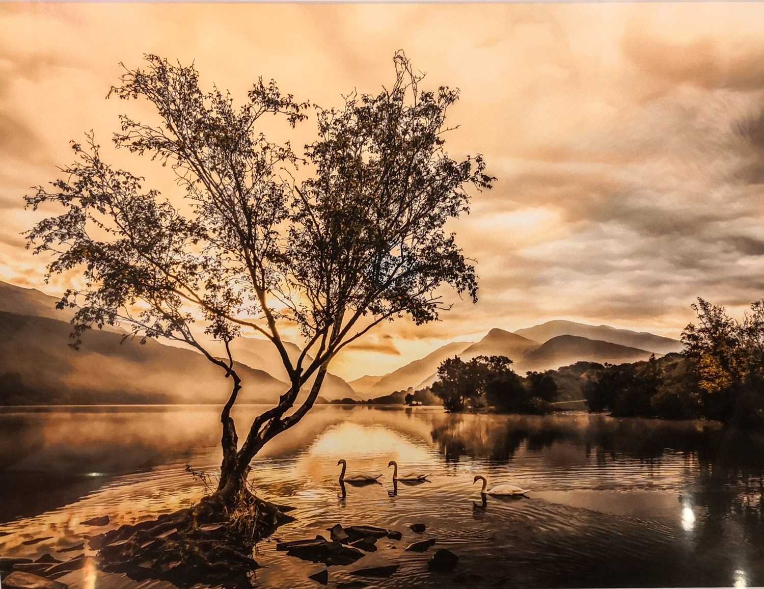 ANDY TEESDALE (ORIEL Y CASTELL) original framed photograph (97/250) - Sunrise over Llyn Padarn.