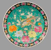 CIRCA 1900s CHINESE CHARGER - with exotic birds and floral decoration, 46cms diameter