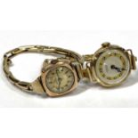 9CT GOLD LADY'S WRISTWATCHES (2) - a 25mm diameter case example, the dial marked 'J W Benson,