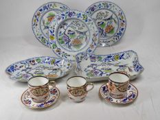 DAVENPORT CHINA WARE GROUP comprising three Imari style decorated cups and two saucers and five