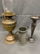 ASSORTED METALWARE to include beaten copper coal scuttle, other copper items, period pewter twin