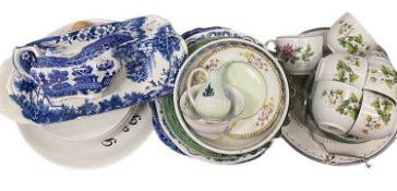 MIXED POTTERY & PORCELAIN TABLEWARE to include Greenleaf, blue and white, Worcester Herbs, ETC