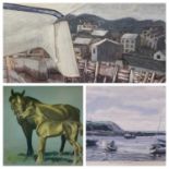 PAINTINGS & PRINTS ASSORTMENT (7) - Indistinctly signed print on board - horse and foal, 30 x 40cms,
