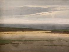 JOSEPH KNIGHT watercolour - Misty dune and coastal scene, signed, 24 x 33cms