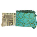 VINTAGE WELSH WOOLLEN BLANKET & ONE OTHER - the first in traditional pattern in green and black