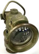 POWELL & HANMER BIRMINGHAM CARBIDE MOTORCYCLE/CAR LAMP - 19cms H, 19cms across