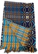 TRADITIONAL WELSH WOOLLEN BLANKET, multi-coloured, blue ground, 170 x 220cms