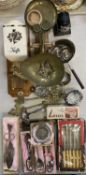 CAST IRON KITCHEN SCALES & WEIGHTS, other kitchen utensils and cutlery, decorative brass and other