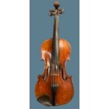 ANTIQUE FRENCH VIOLIN - Stradivarius model in red varnish circa 1875, made in Mire Court, distressed