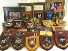 REGIMENTAL WALL PLAQUES & ASSOCIATED GOODS - 28 wall plaques in all including London Scottish