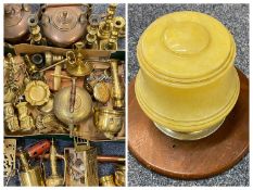 BRASS & COPPERWARE, a large assortment including copper kettles, candlesticks, blow lamp, ornamental