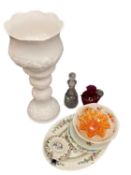 MIXED POTTERY & GLASSWARE GROUP to include Cranberry and Carnival glass, cut glass decanter and