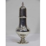 GEORGE III STYLE SILVER SUGAR CASTER, London 1933, maker Josiah Williams & Co (DF mark for David