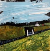 WINI JONES-LEWIS (TY GLAS) mixed media on MDF - LIVING IN THE COUNTRY (LLANGWNADL) - Cottages