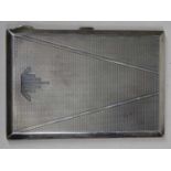 ART DECO SILVER CIGARETTE CASE, Birmingham 1934, maker S Blanckensee & Sons Ltd, engine turned and