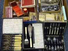 BOXED, CASED & LOOSE EPNS & OTHER CUTLERY, within three boxes