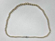 SINGLE STRAND NECKLACE - of graduated cultured pearls with 9ct white gold clasp, 49cms L