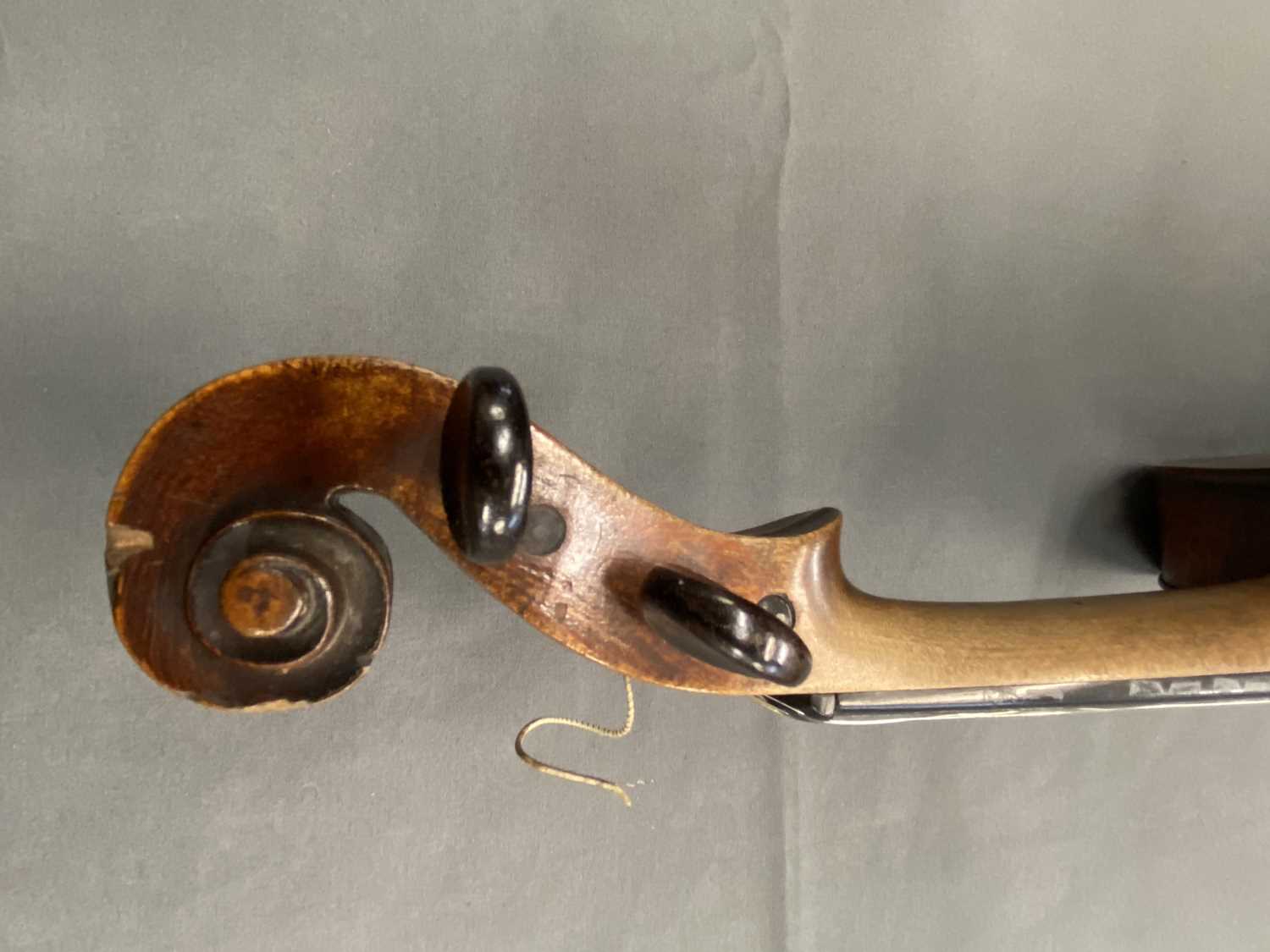 ANTIQUE VIOLIN - in hard case with a bow, length of back 36cms, length in full 60cms - Image 10 of 11