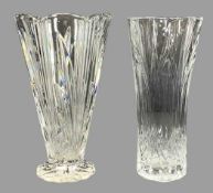 WATERFORD HEAVY GLASS VASE - 25cms tall and another similar style and quality vase