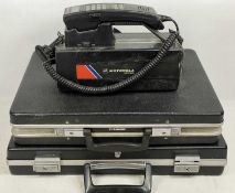 VINTAGE MOTOROLLA MOBILE PHONE and two gentleman's briefcases in black