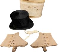 VINTAGE GENTLEMAN'S EVENING WEAR to include top hat by Lily & Lily, inner size 20 x 16cms, white bow
