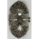 A FINELY DECORATED WHITE METAL TWO PIECE DRESS BUCKLE - each piece heart shaped, 1.5ozt (no marks