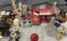 GLASS, CHINA, TREEN & METALWORK ASSORTMENT to include Portmeirion, R C R boxed glassware, metal