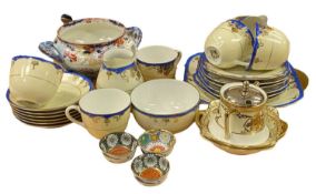 JAPANESE MEITO CHINA BLUE & GILT DECORATED TEASET, 21 PIECES, three items Noritake tableware,