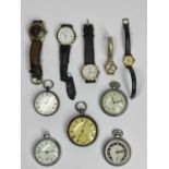 LADY'S & GENT'S WRISTWATCHES, two silver cased pocket watches and three further pocket watches in