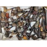 VINTAGE TOBACCO PIPES - a good mixed quantity to include carved examples, clay pipes, others