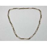 9CT GOLD FLAT LINK NECKLACE - 14.3grms, 44cms L