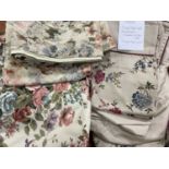 CHINTZ TYPE HOUSEHOLD CURTAINS & BED LINEN, floral designs in two boxes to include Dorma duvet