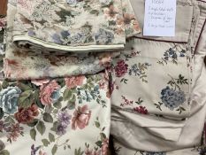 CHINTZ TYPE HOUSEHOLD CURTAINS & BED LINEN, floral designs in two boxes to include Dorma duvet