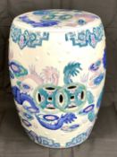 CHINESE PORCELAIN GARDEN SEAT - with painted dragons, 30cms tall