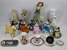 COALPORT LADY FIGURINES (3), mixed cabinet collectables, other figurines and vases ETC, makers