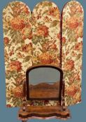 ANTIQUE MAHOGANY SWING DRESSING TABLE MIRROR - 73cms H, 65cms W, 30cms D and a three-fold floral