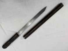 ANTIQUE FISHERMAN/POACHERS PRIEST (concealed knife) - 37.5cms undrawn, 20cms blade