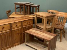 FURNITURE ASSORTMENT - modern pine farmhouse table, 72cms H, 150cms W, 81cms D, four chairs, 81cms