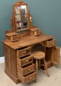 BEDROOM FURNITURE to include pine dressing table with mirror, 150cms H, 106cms W, 50cms D and