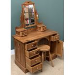 BEDROOM FURNITURE to include pine dressing table with mirror, 150cms H, 106cms W, 50cms D and